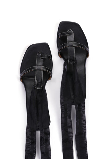 Dusky Black Tie Up Heels